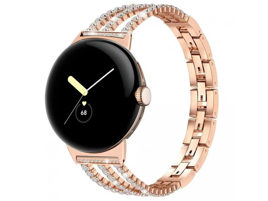 Řemínek ARMODD kovový třpytivý rose gold (22mm)