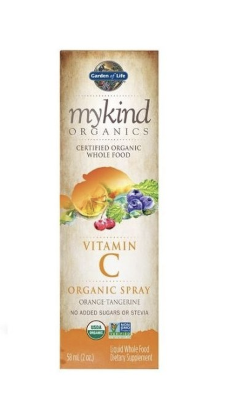 Garden of life Mykind Organics Vitamin C Organic spray, Vitamín C ve spreji, pomeranč a mandarinka, 58 ml
