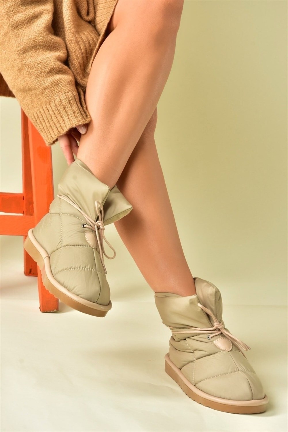 Fox Shoes Beige Fabric Women's Casual Boots