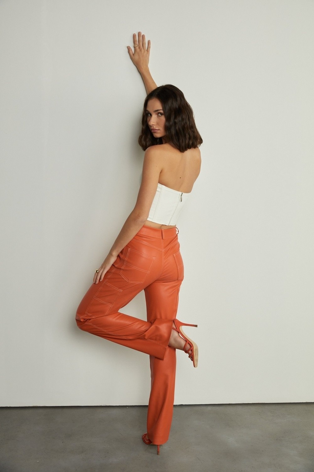 VATKALI Leather Cargo Pants Orange