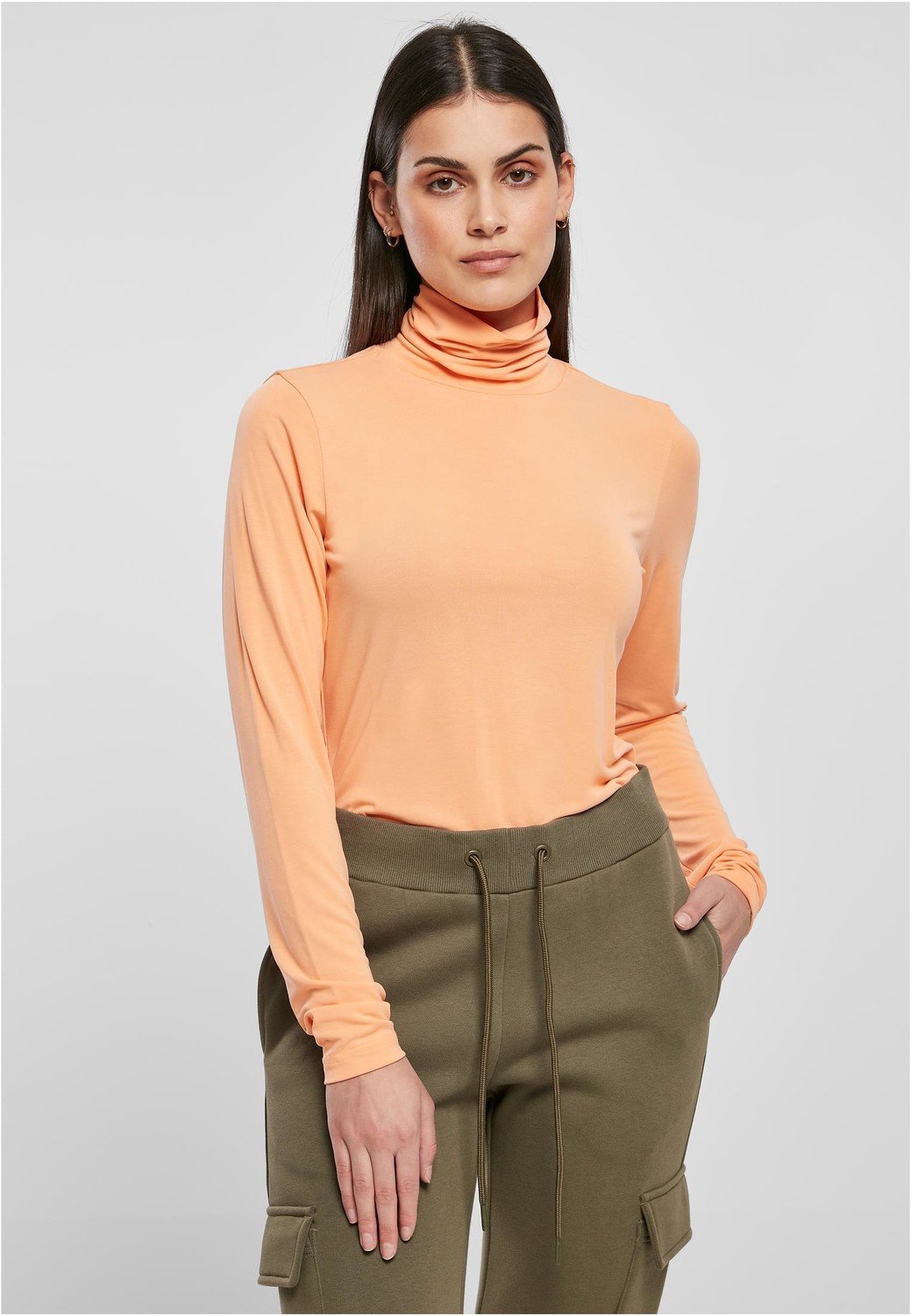 Ladies Modal Turtleneck Longsleeve papaya