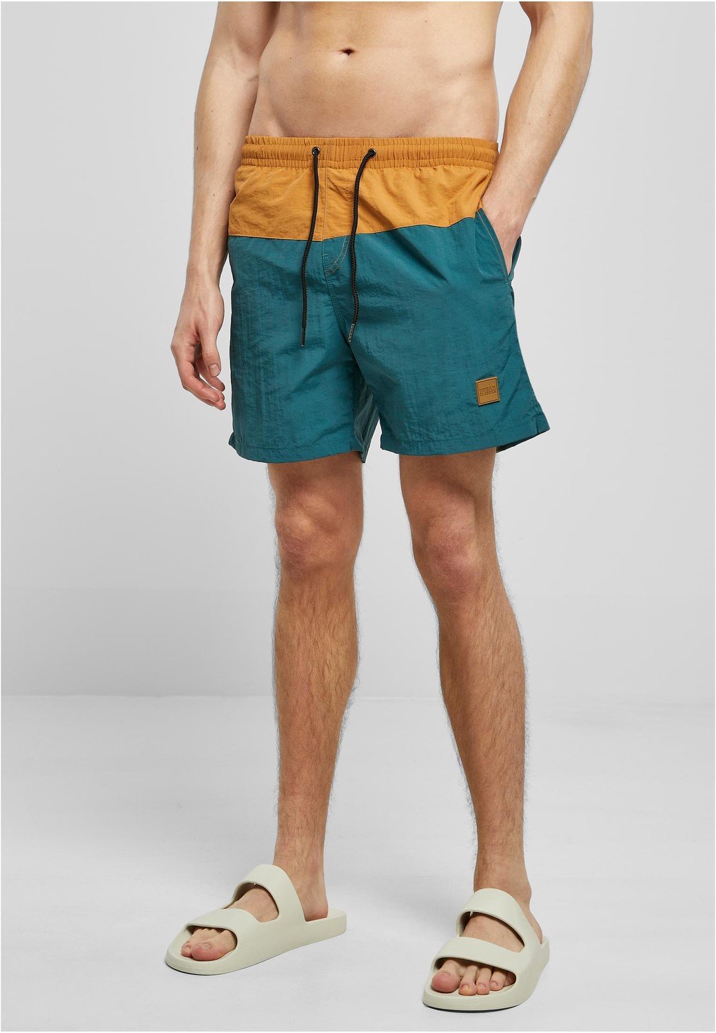 Block Swim Shorts modrozelené/karamelové