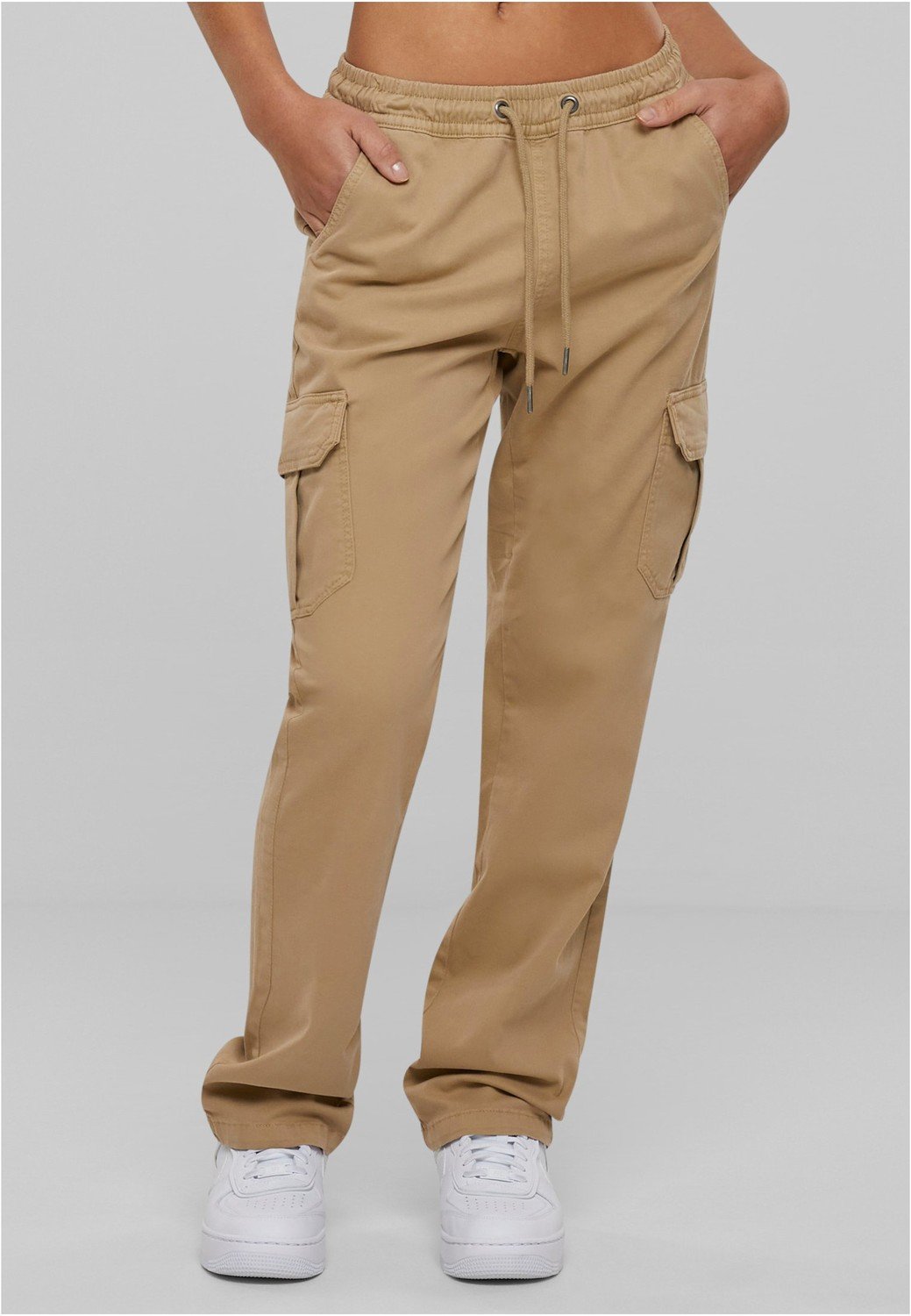 Ladies High Waist Twill Cargo Pants unionbeige