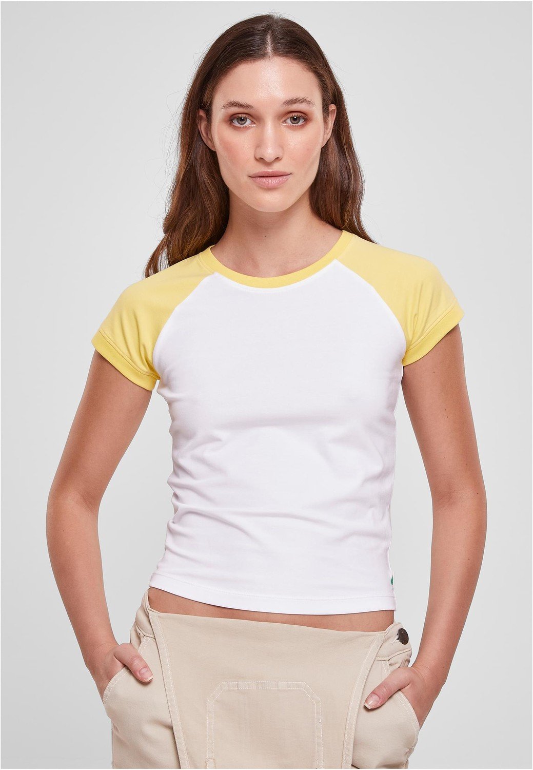 Ladies Organic Stretch Short Retro Baseball Tee white/vintagesun