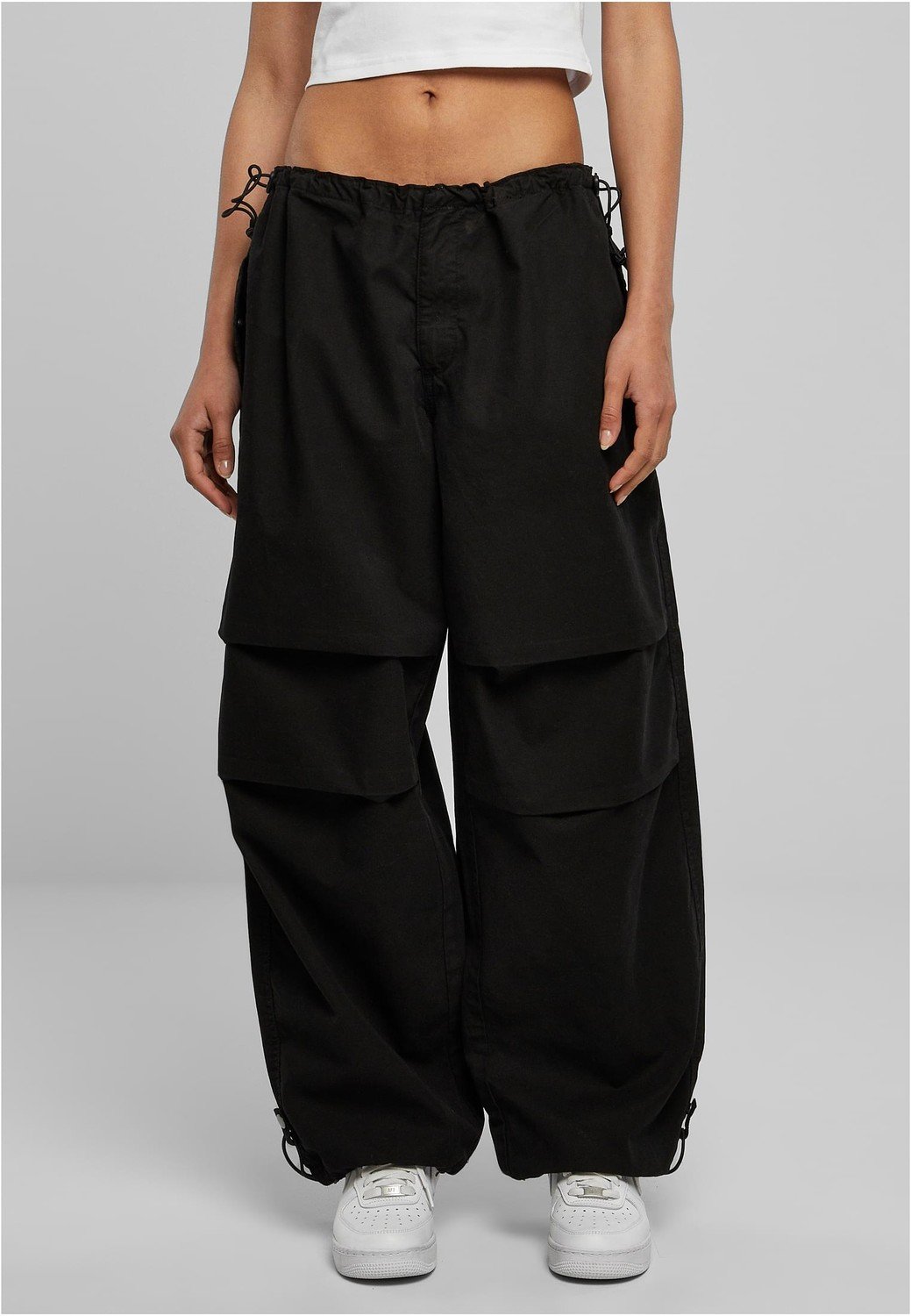 Ladies Cotton Parachute Pants black