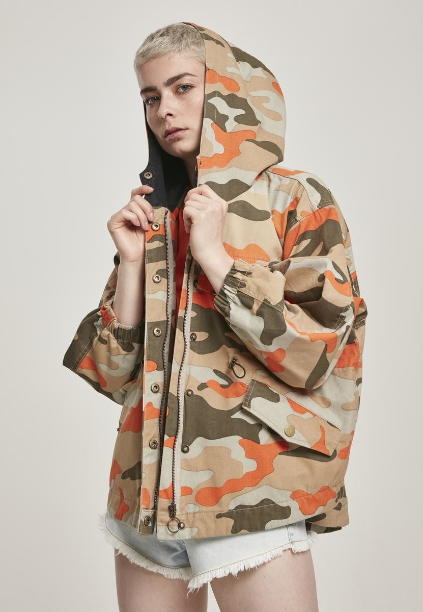 Dámská oversized bunda Camo Parka s cihlovou maskou