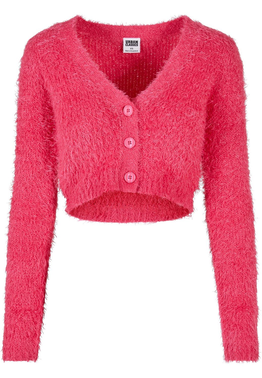 Ladies Cropped Feather Cardigan hibiskus pink