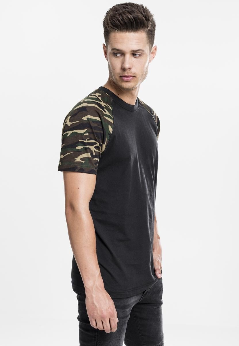 Raglánové kontrastní tričko blk/woodcamo