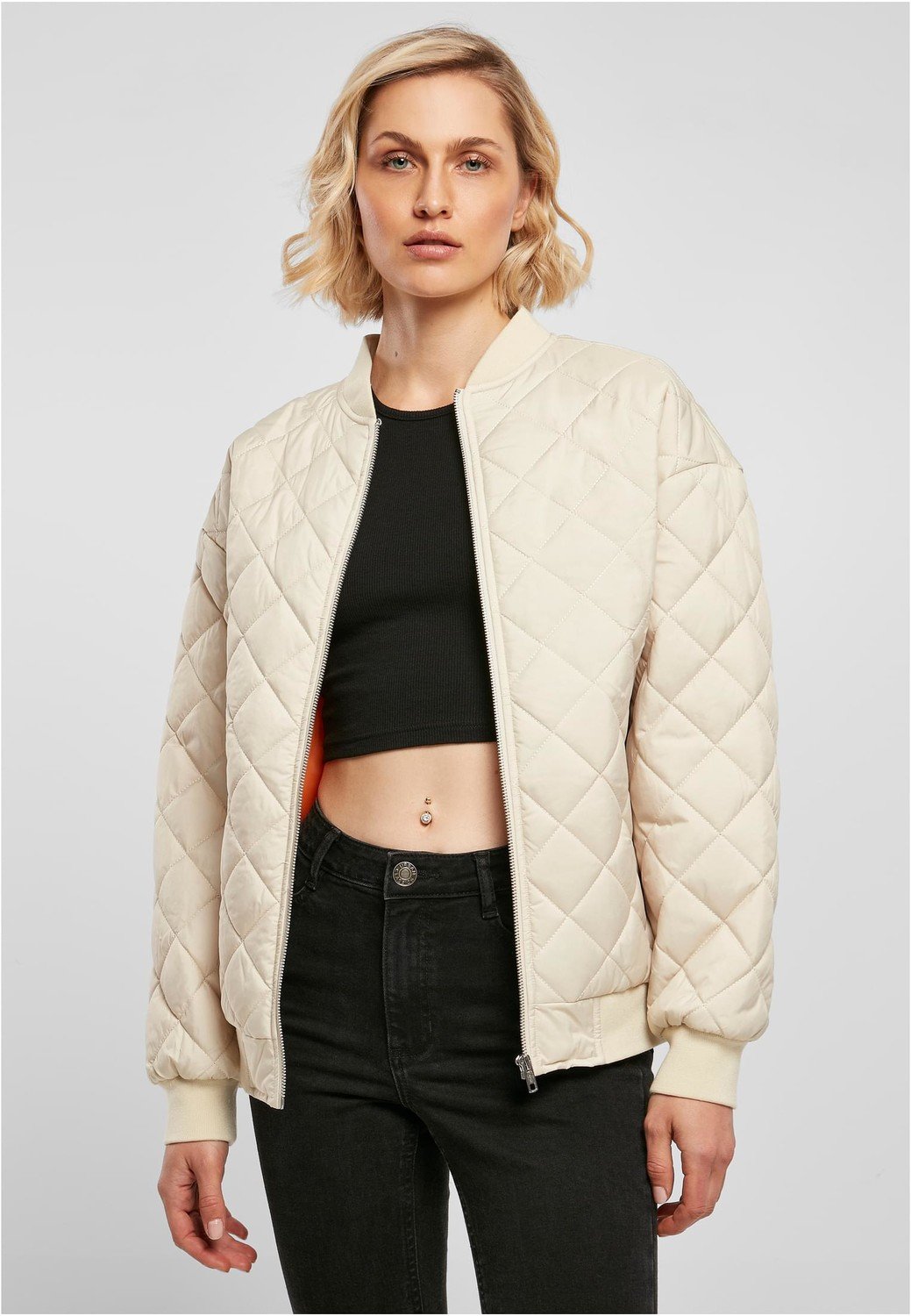 Dámská oversized Diamond Quilted Bomber Jacket softseagrass