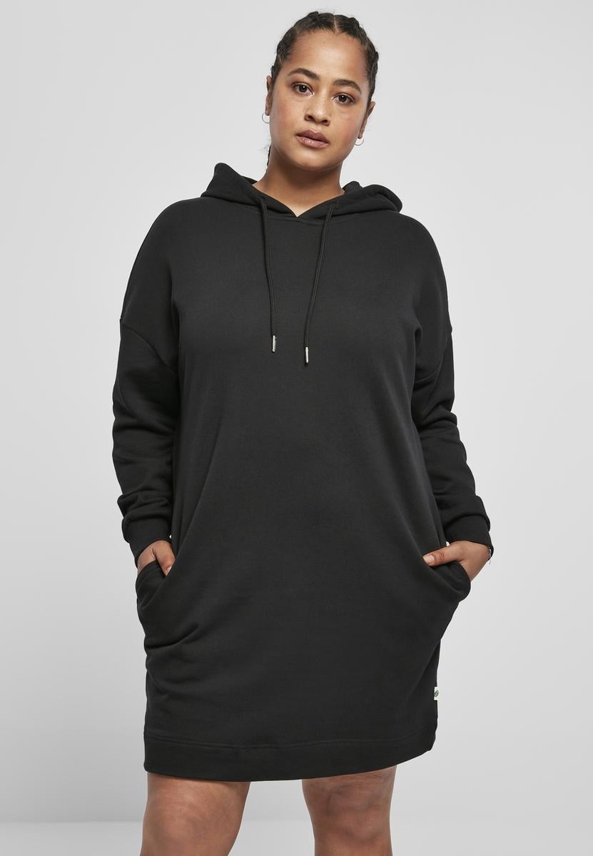 Dámské organické oversized froté šaty s kapucí černé