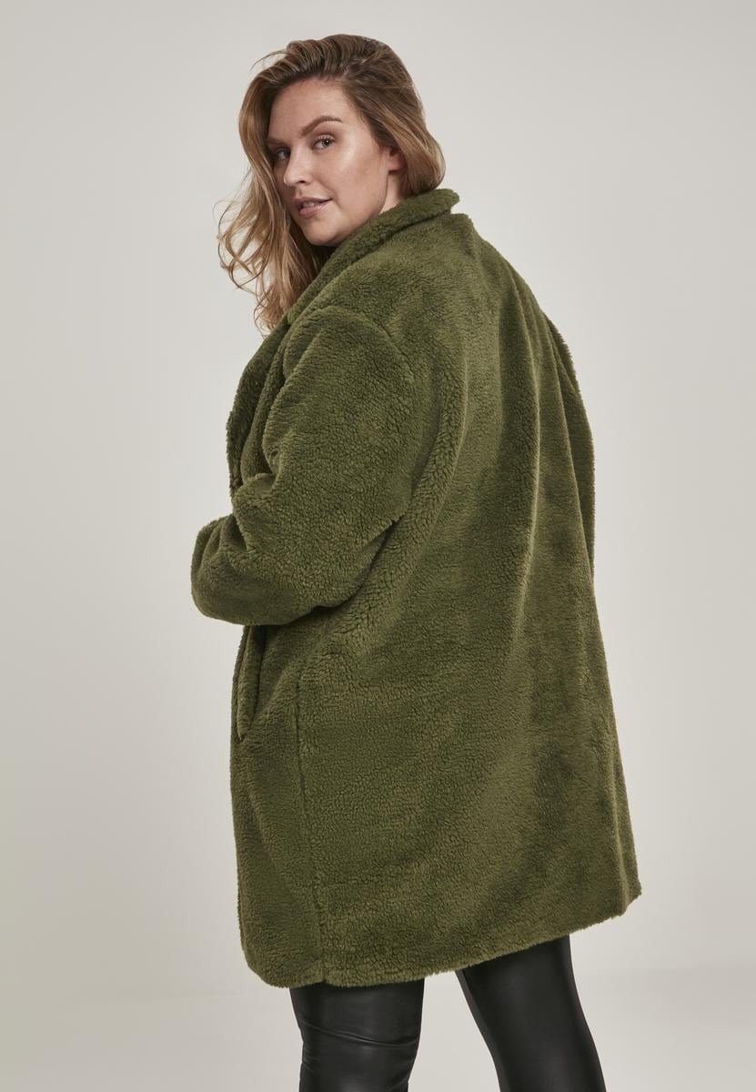 Dámský oversized Sherpa Coat olivový