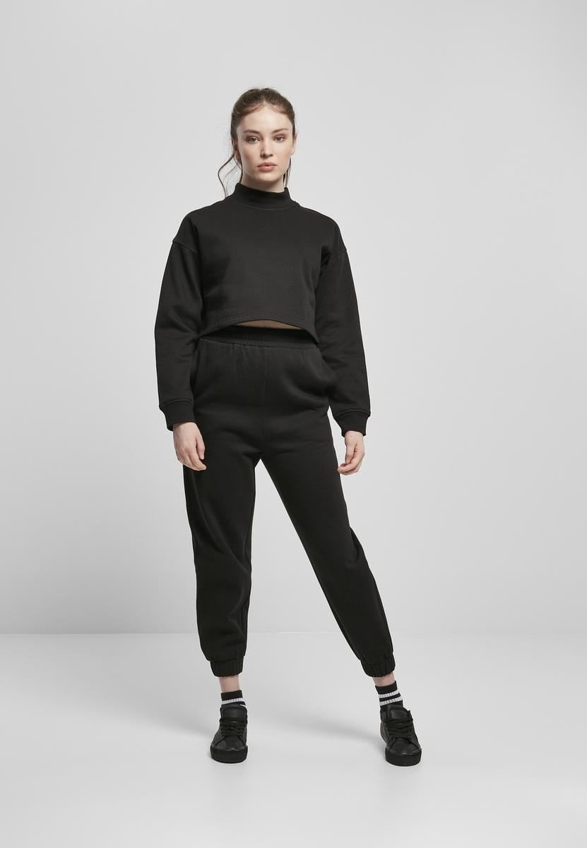 Dámský Cropped Oversized Sweat High Neck Crew černý