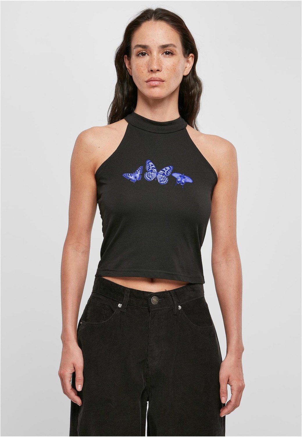 Butterfly Turtleneck Short Top black