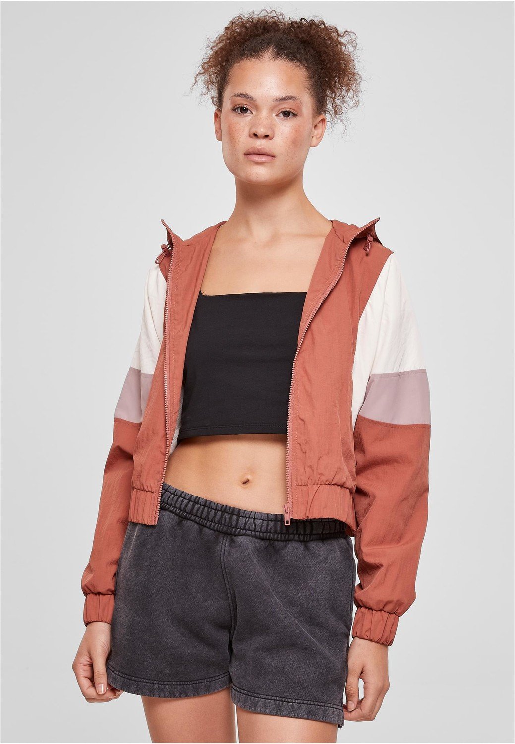 Ladies Short 3-Tone Crinkle Jacket terracotta/whitesand/duskrose