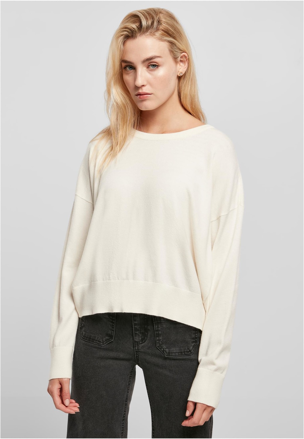 Ladies Eco Viscose Oversized Basic Sweater whitesand