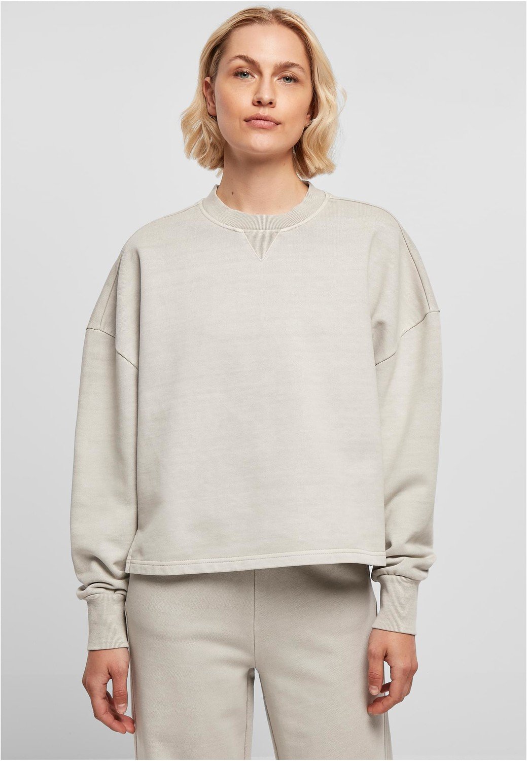 Ladies Heavy Terry Garment Dye Crewneck warmgrey