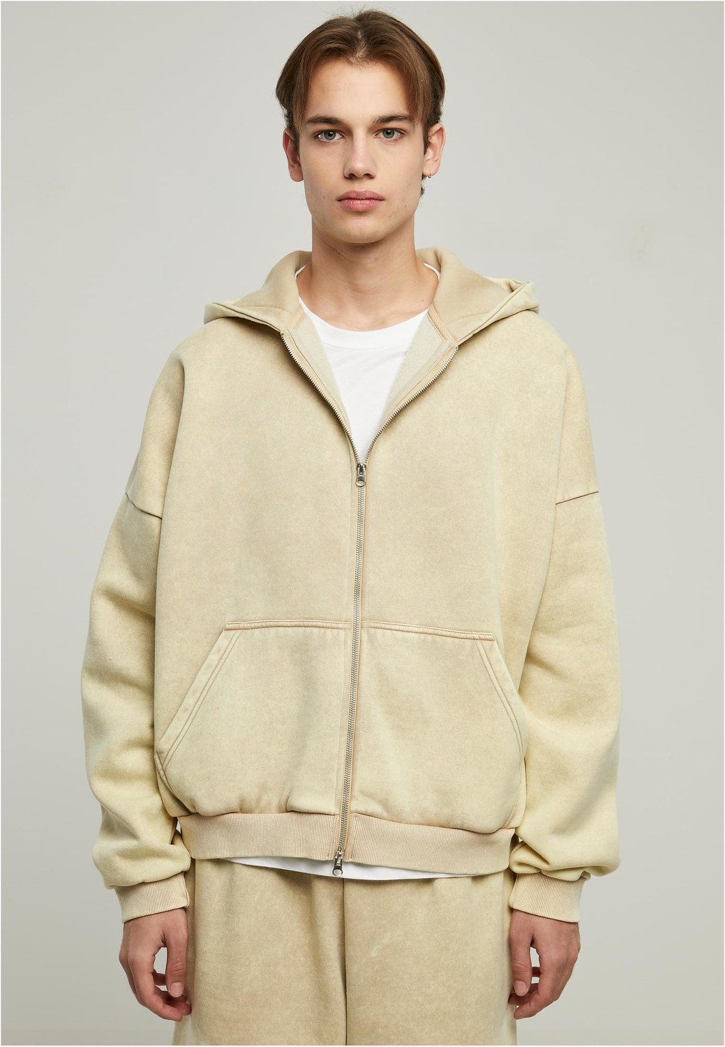 Heavy Sand Washed 90's Zip Hoody unionbeige