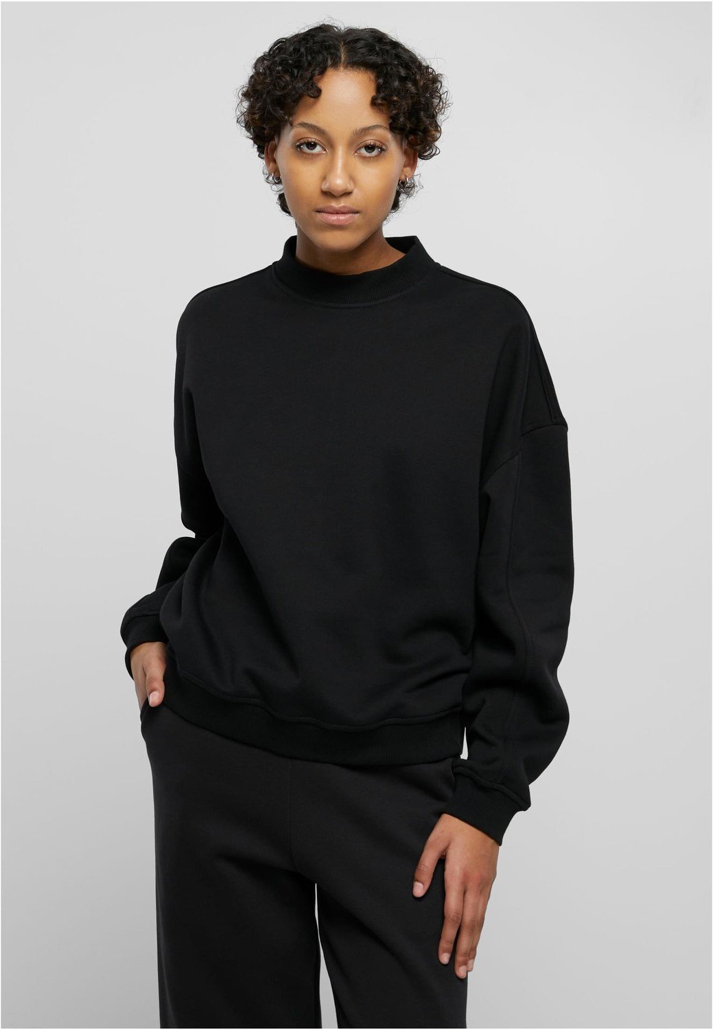 Ladies Oversized Organic Crewneck black