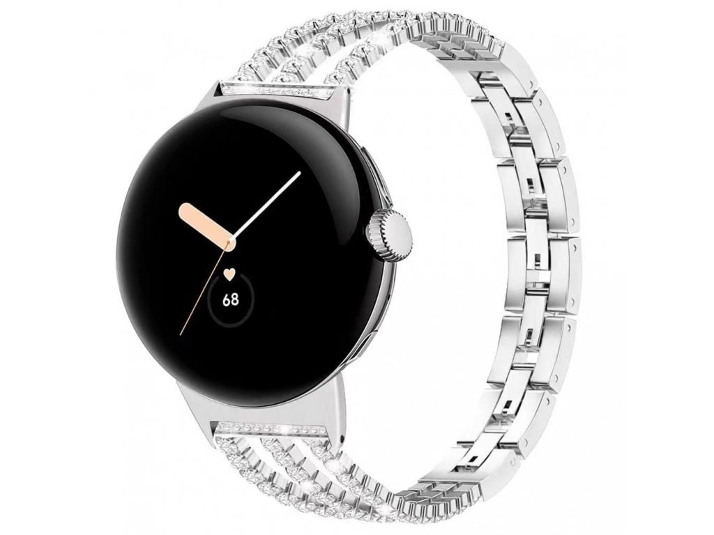 Řemínek ARMODD kovový třpytivý stříbrný (22mm)