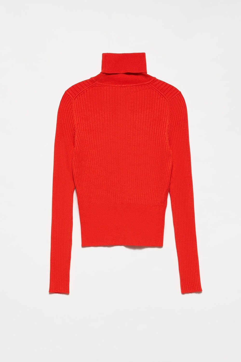 Dilvin 1297 Turtleneck Basic Corduroy Sweater-red