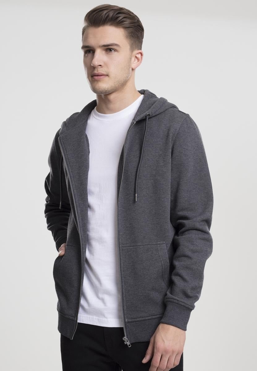 Basic Zip Hoody dřevěné uhlí