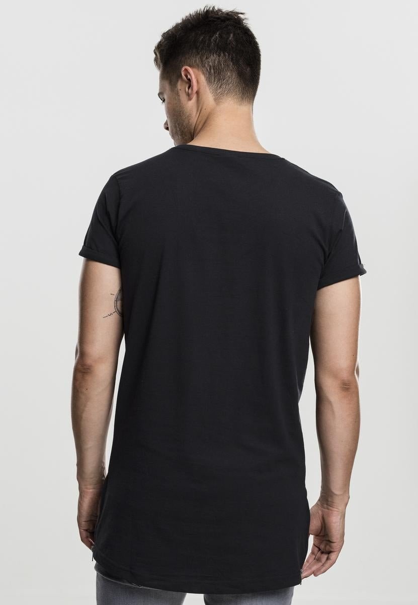 Long Shaped Side Zip Tee black