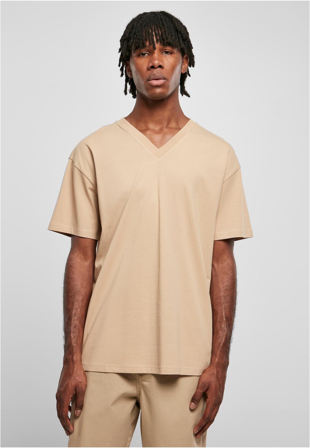 Organic Oversized V-Neck Tee unionbeige