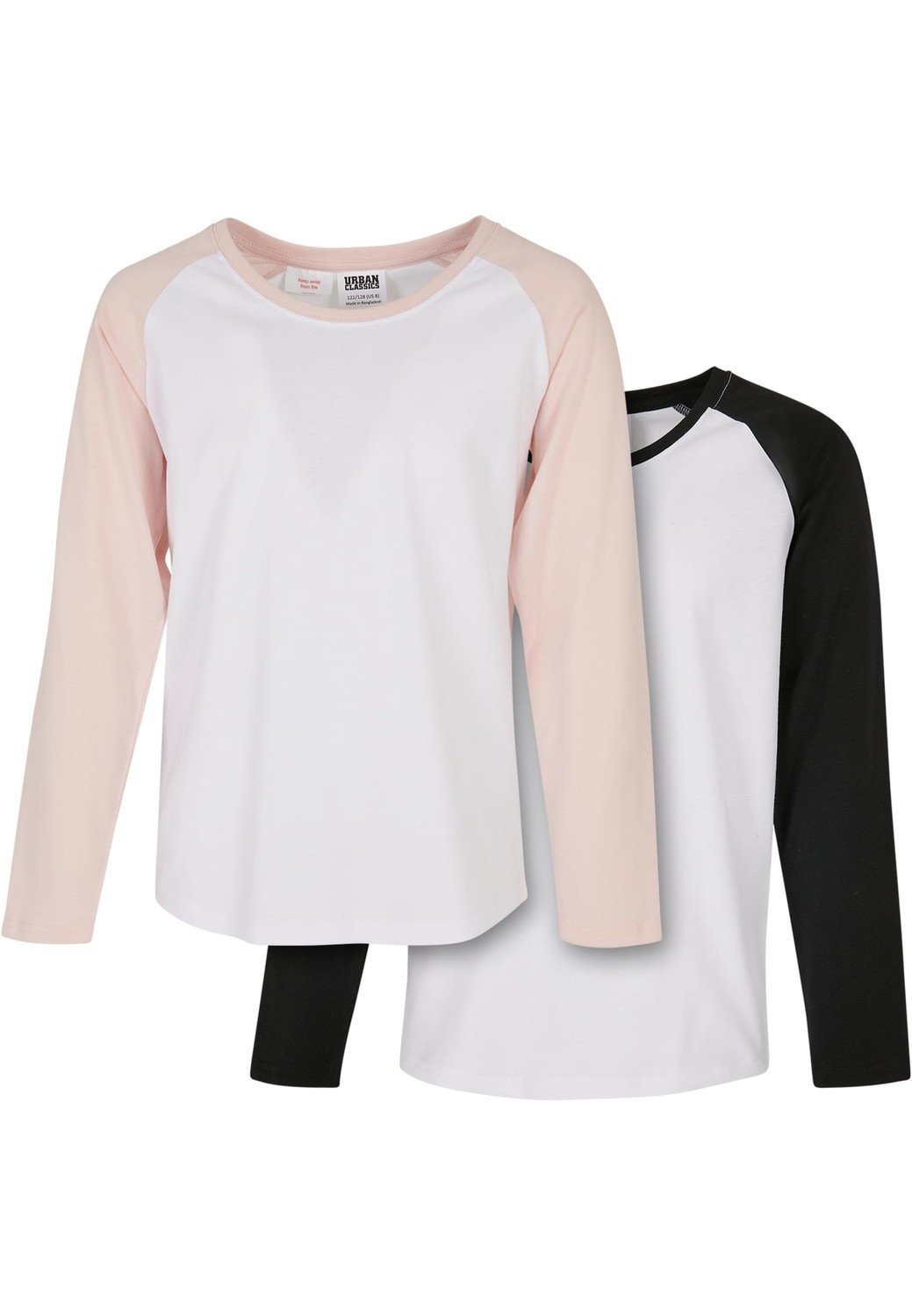 Girls Contrast Raglan Longsleeve 2-Pack white/pink+white/black