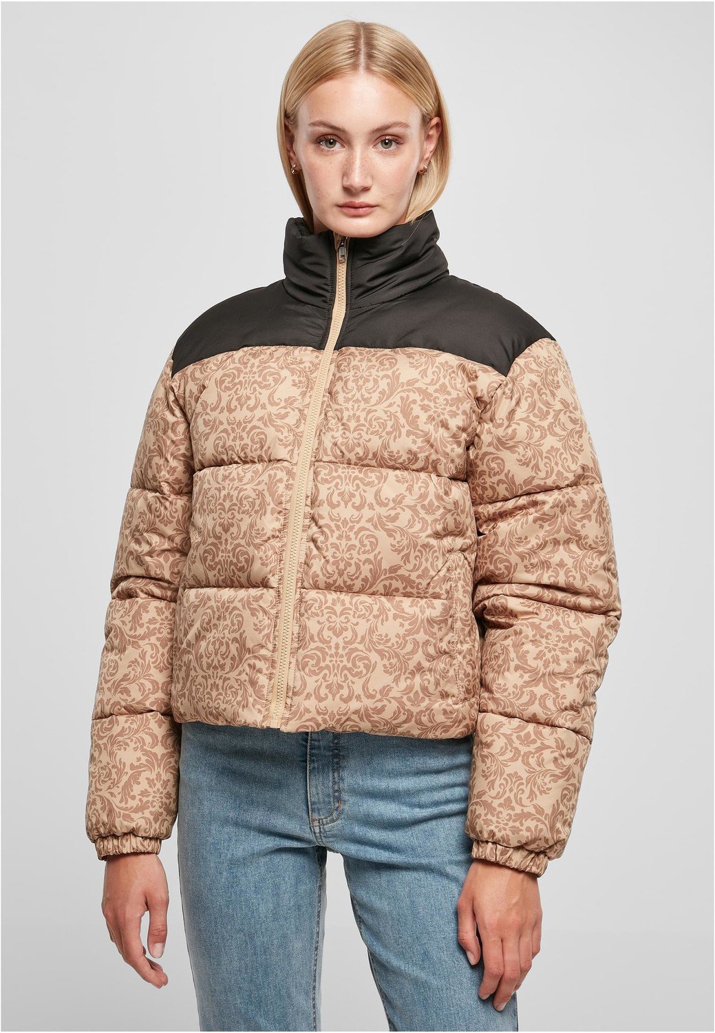 Ladies AOP Retro Puffer Jacket unionbeigedamast