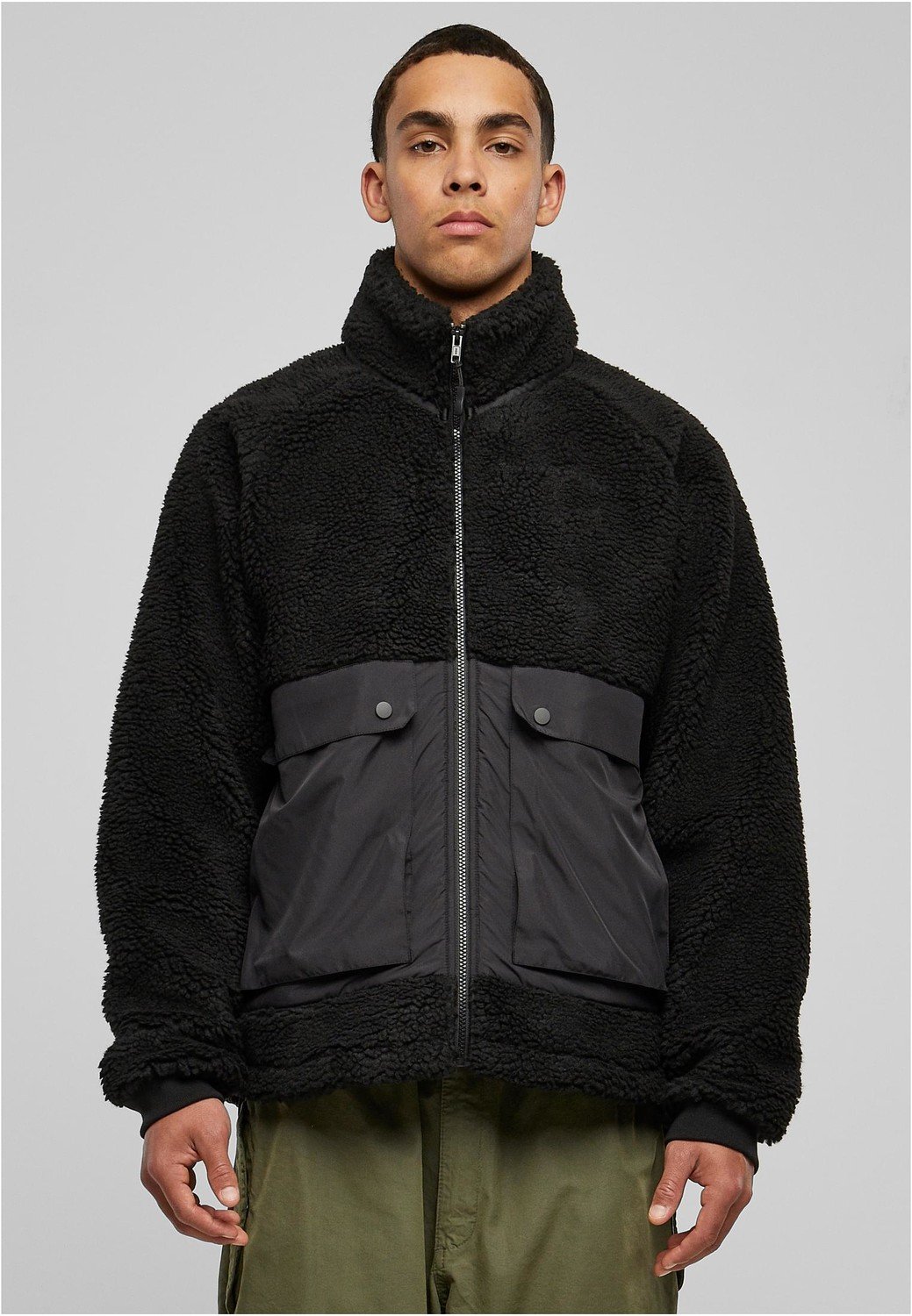 Short Raglan Sherpa Jacket black/black