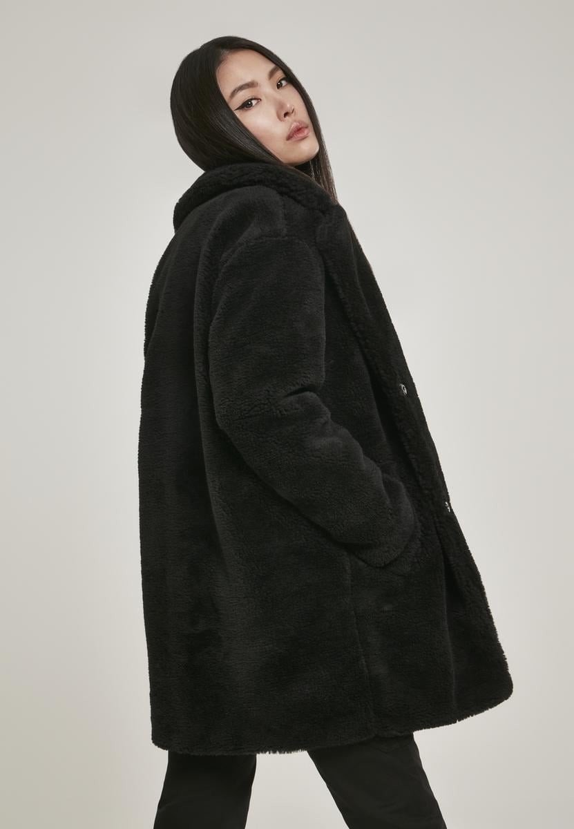 Dámský oversized Sherpa Coat černý