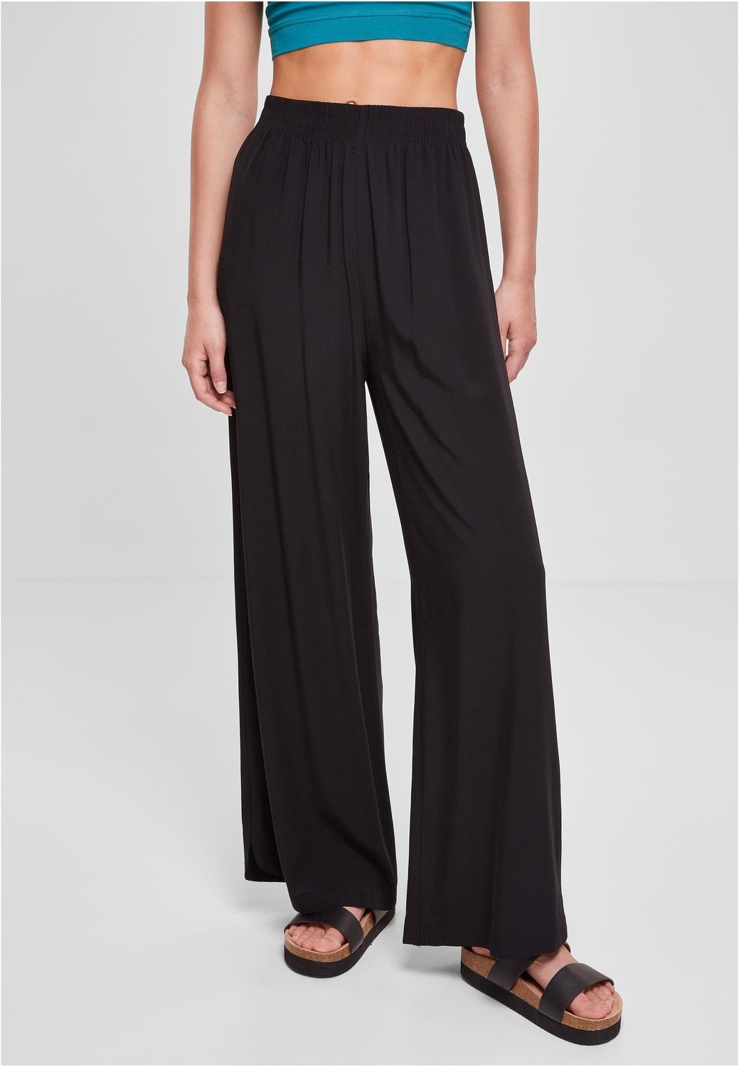 Ladies Wide Leg Viscose Pants black