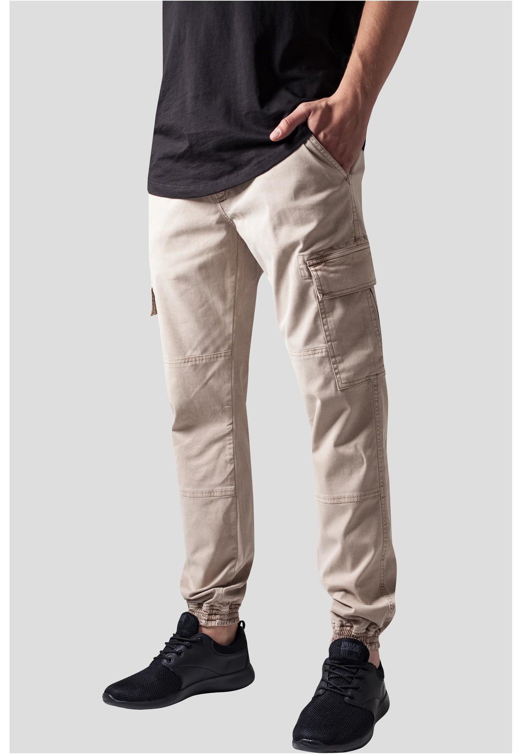 Washed Cargo Twill Jogging Pants pískové