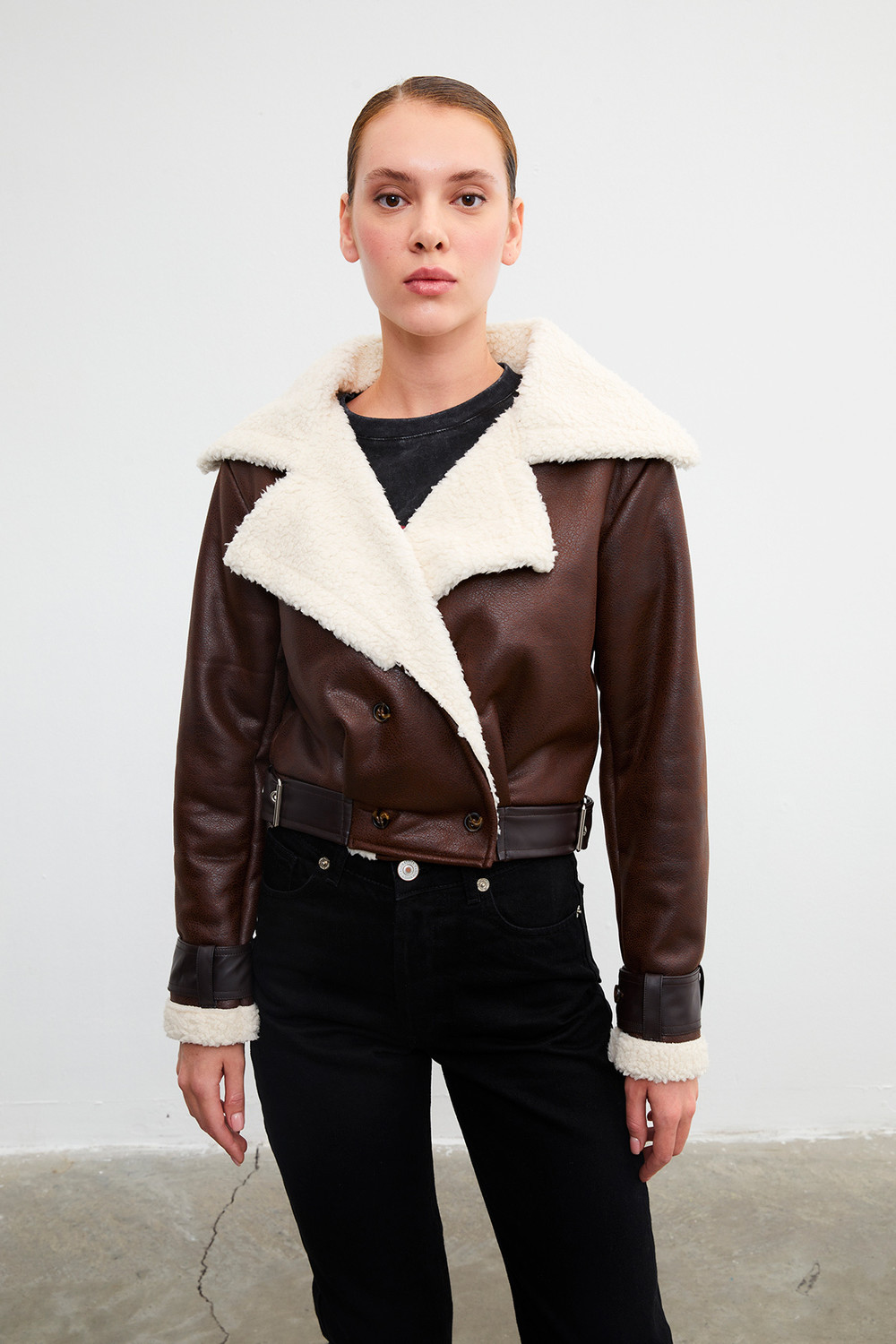 VATKALI Faux wool biker jacket
