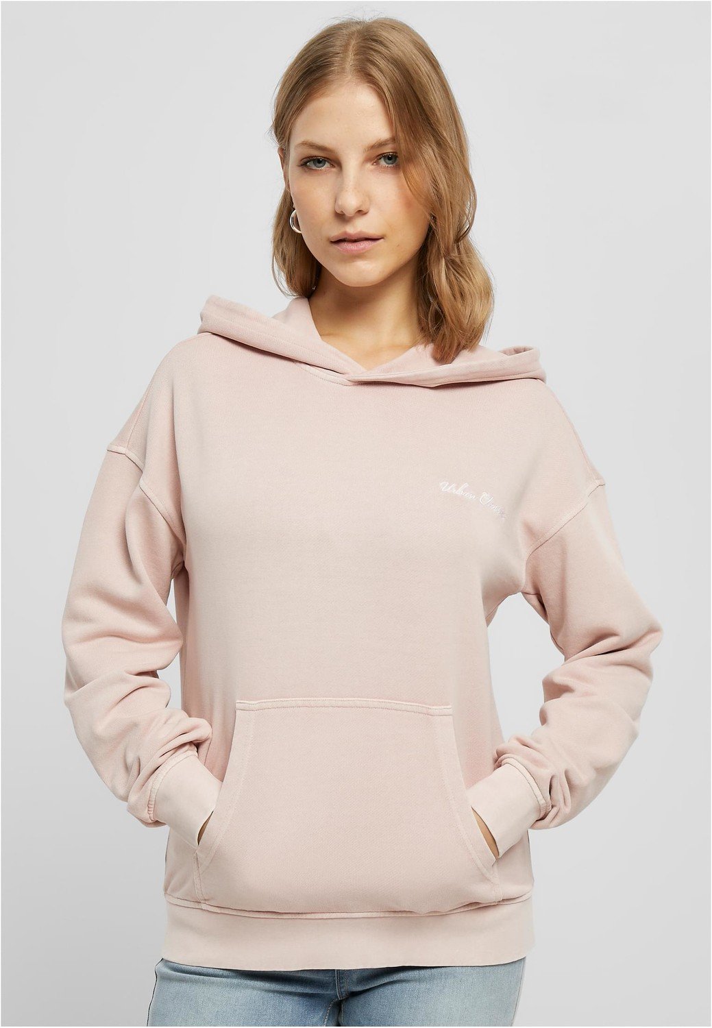 Ladies Small Embroidery Terry Hoody pink