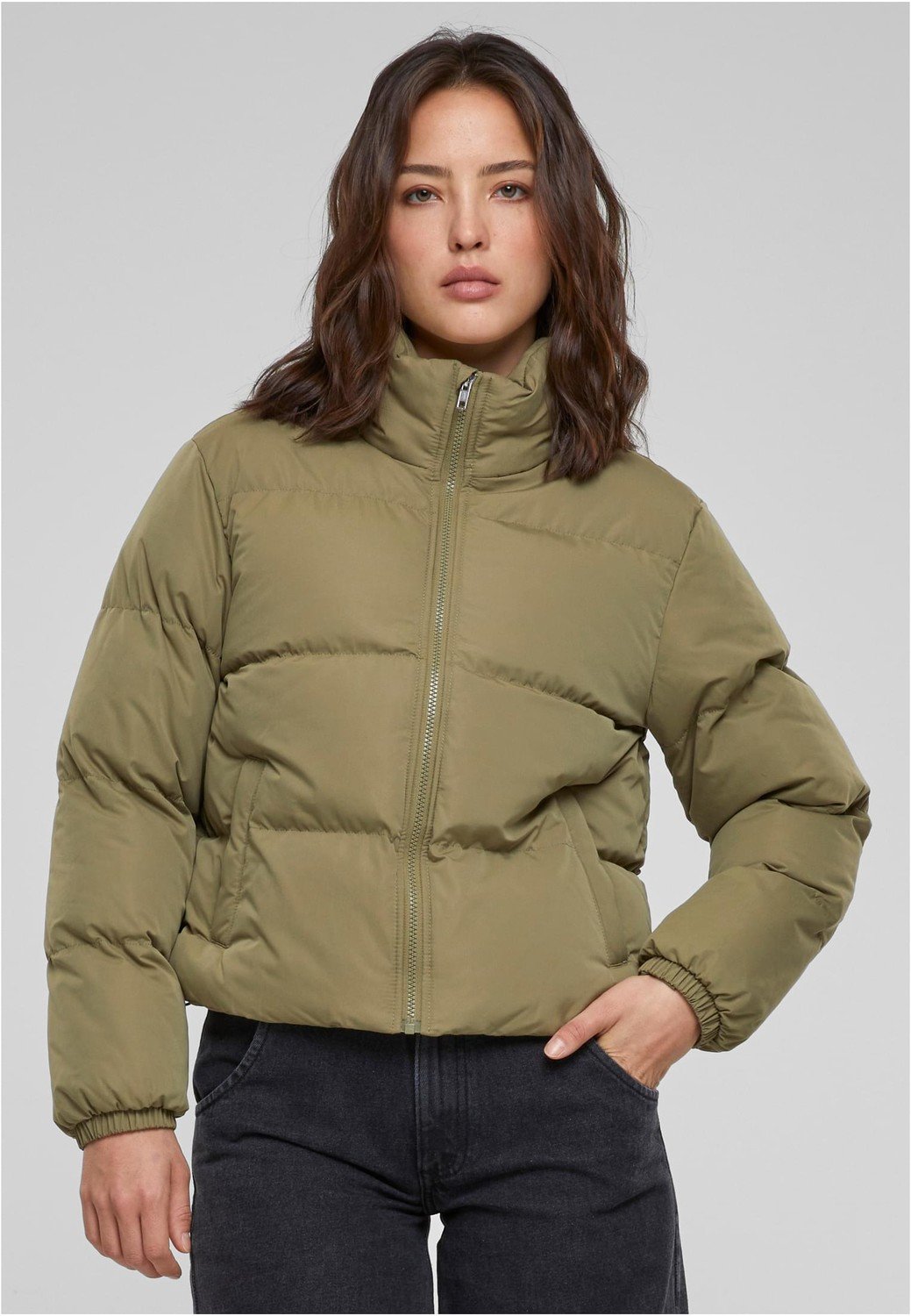 Ladies Short Peached Puffer Jacket tiniolive