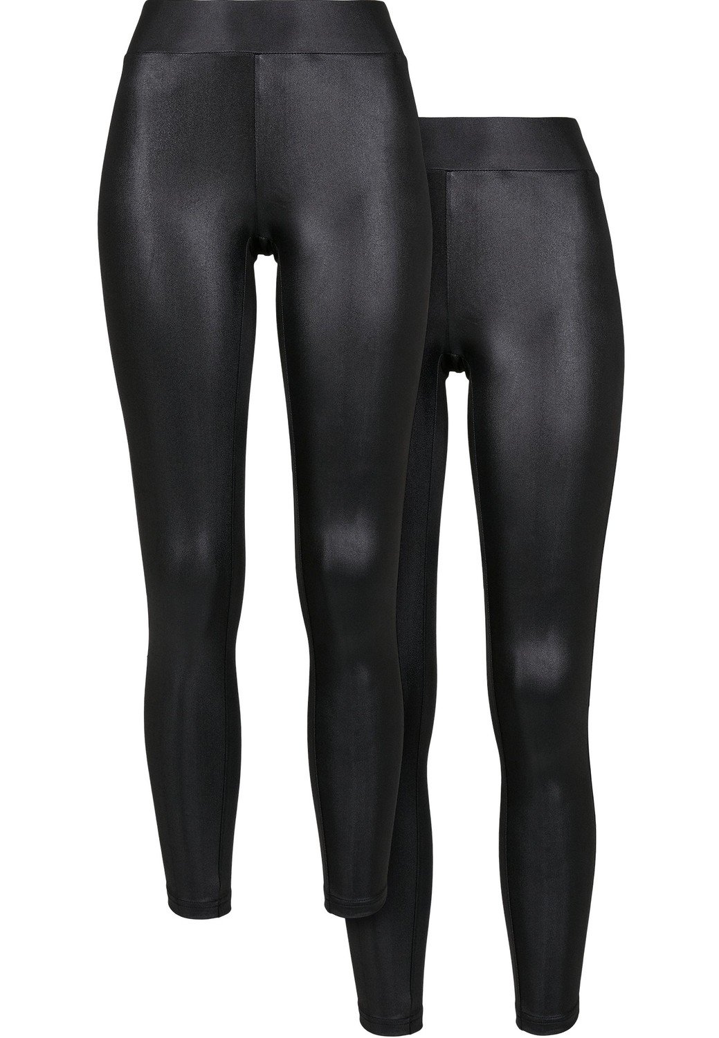 Ladies Synthetic Leather Leggings 2-Pack black+black