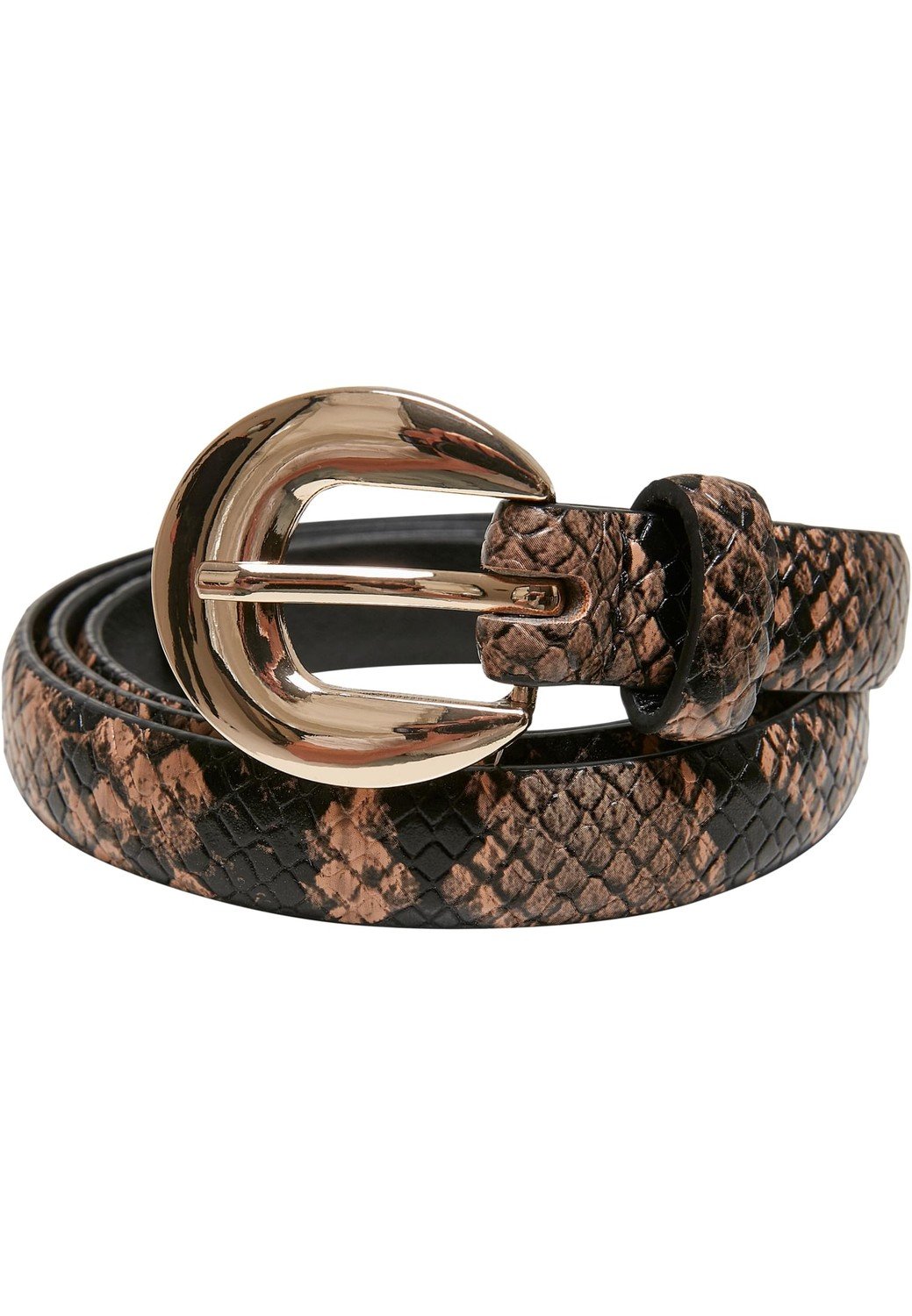 Snake Synthetic Leather Ladies Belt beige/black