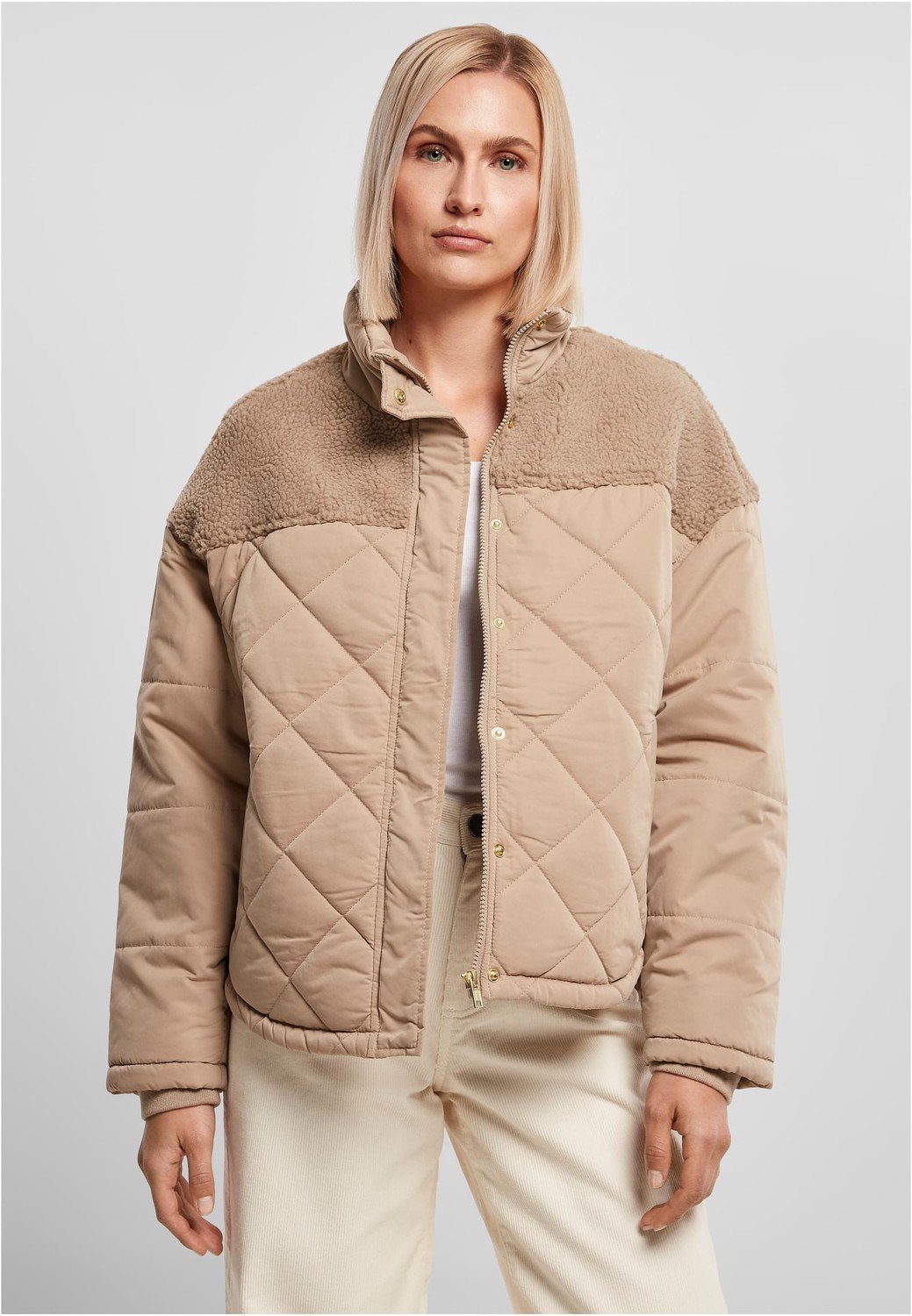 Dámská oversized Diamond Quilt Puffer Jacket softtaupe