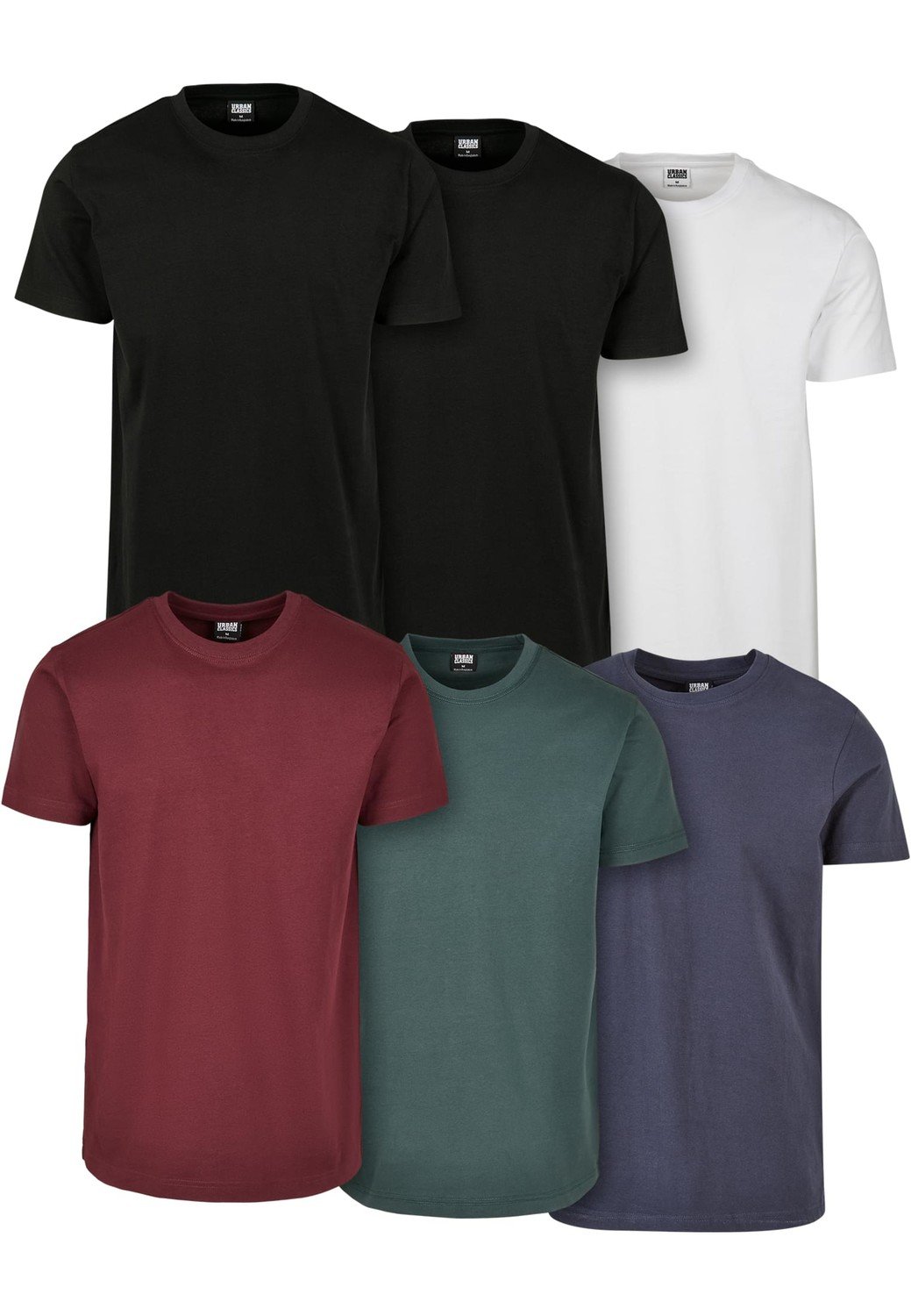 Basic Tee 6-Pack blk/blk/wht/rdwn/bttlgrn/nvy