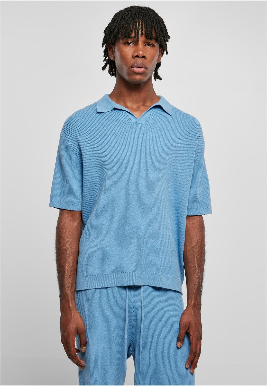 Ribbed Oversized Shirt horizonblue