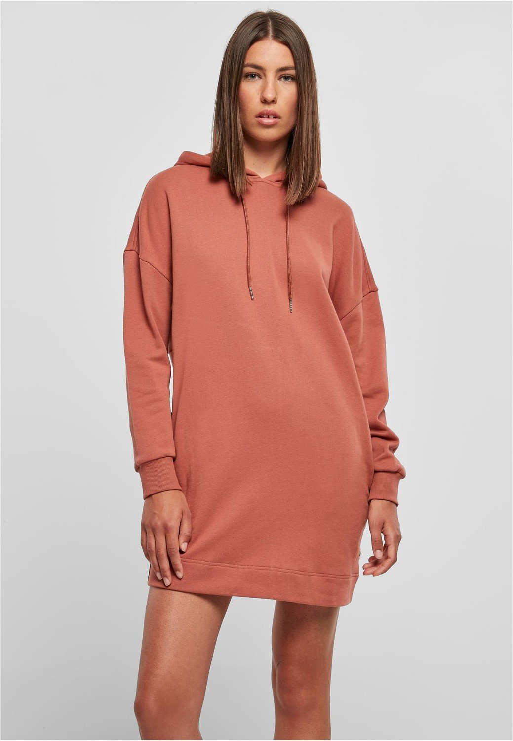 Ladies Organic Oversized Terry Hoody Dress terracotta