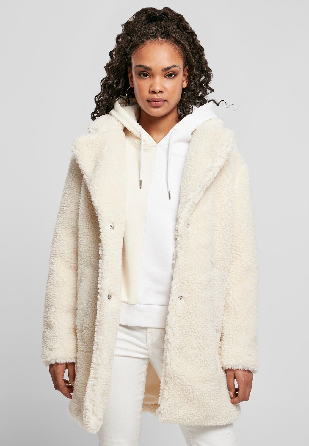 Dámský oversized Sherpa Coat whitesand