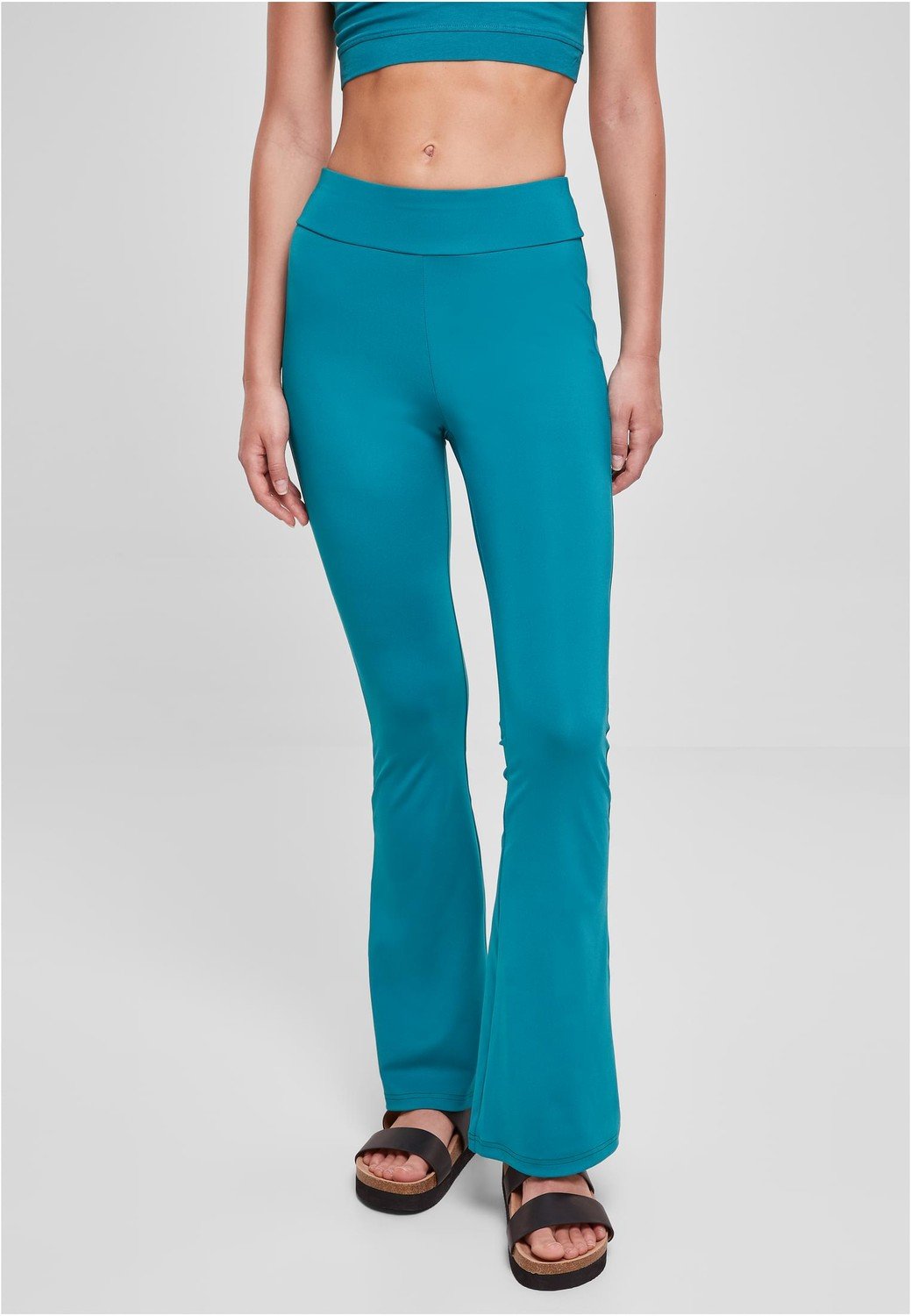 Ladies Recycled High Waist Flared Leggings watergreen