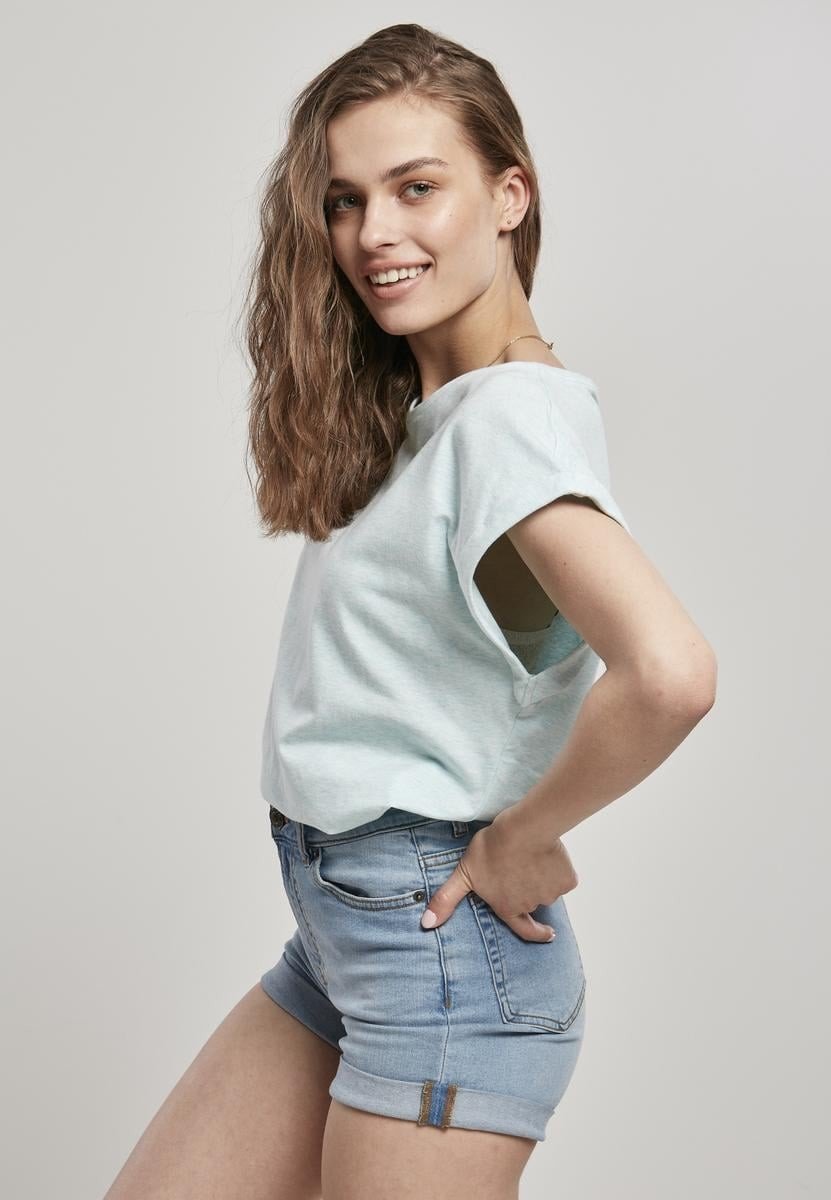 Dámské tričko Melange Extended Shoulder Tee aqua melange