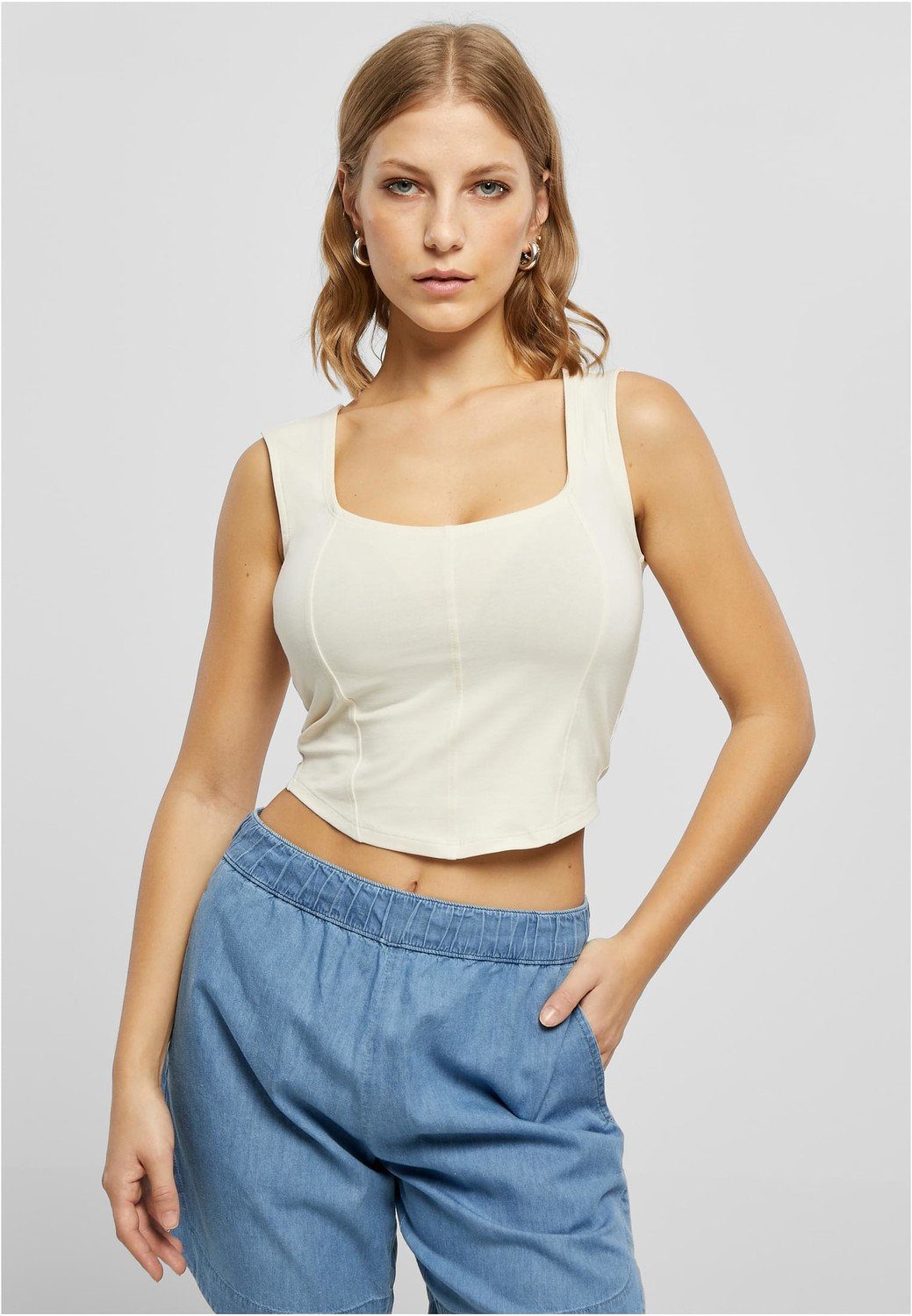 Ladies Short Corsage Top whitesand