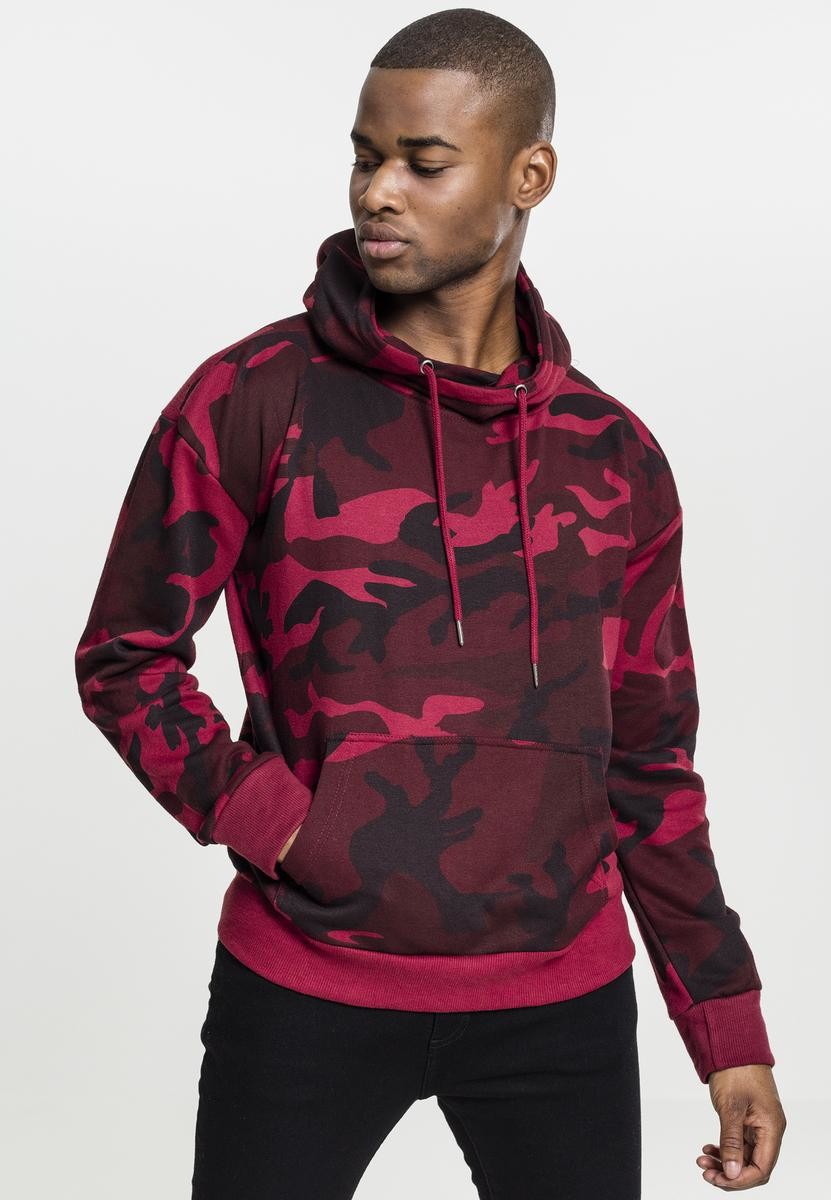 High Neck Camo Hoody Vínové maskování