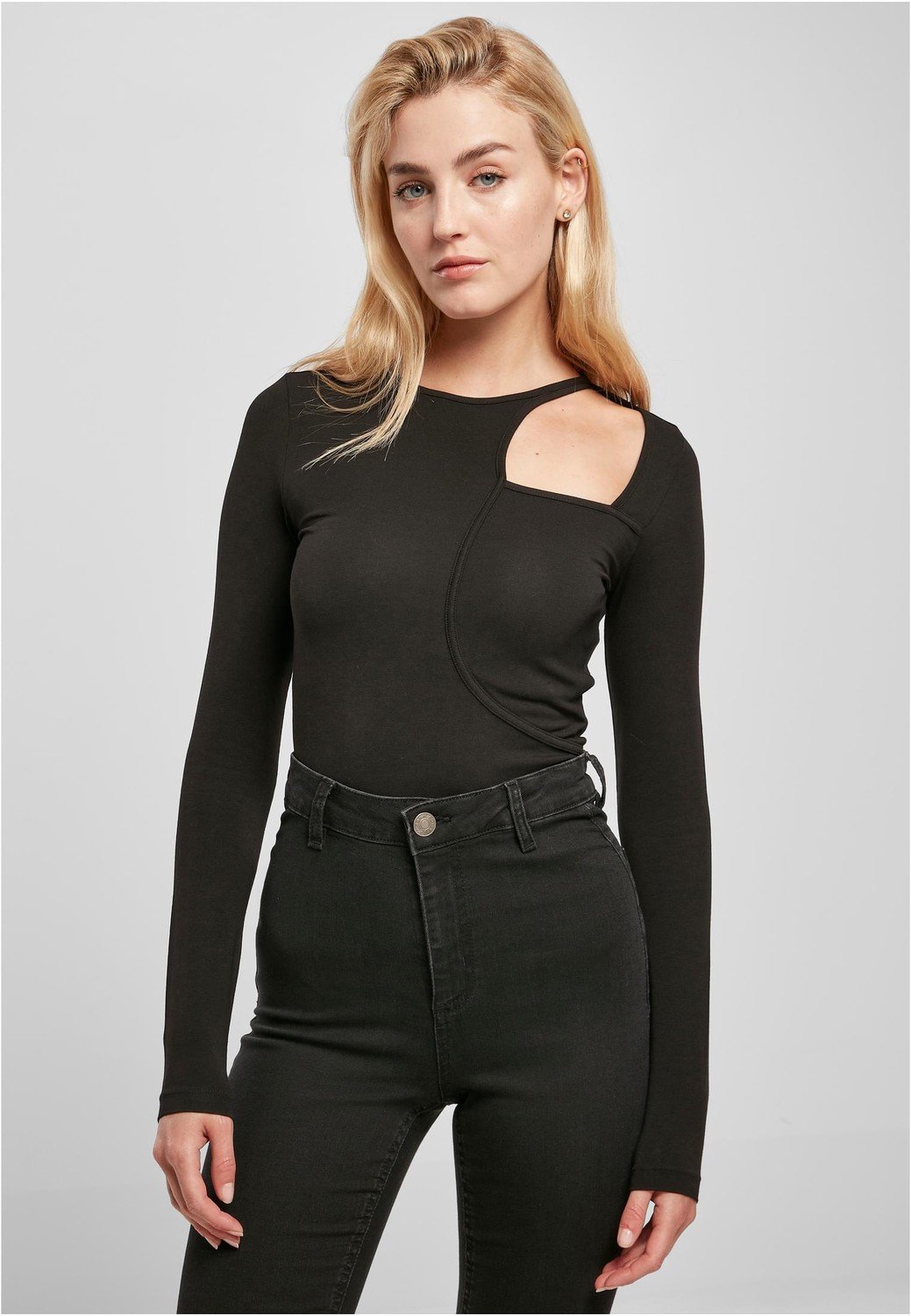 Ladies Organic Cut Out Longsleeve Body black