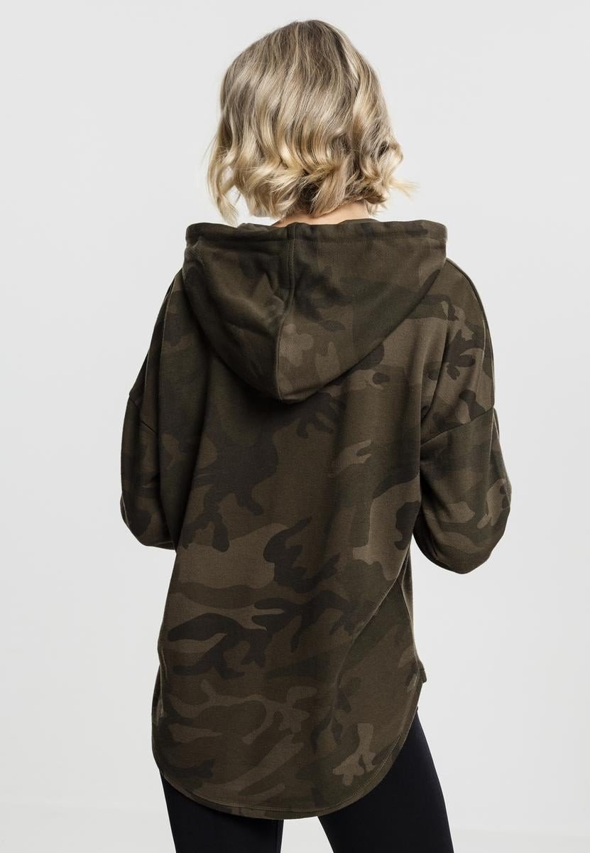 Dámské oversized camo s kapucí olivové camo