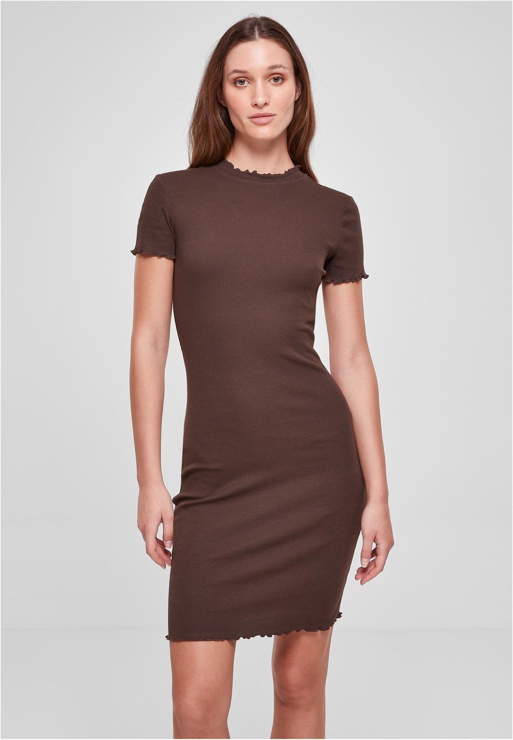 Ladies Rib Tee Dress brown